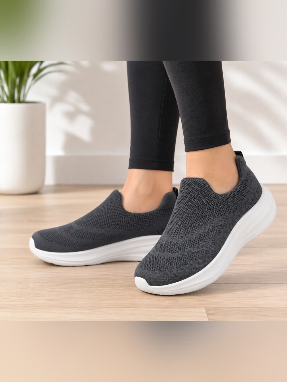 ZOVE Wide Toe Box Walking Shoes Womens US 9.5 Wide EU 42 Dark Gray Slip On Sneak